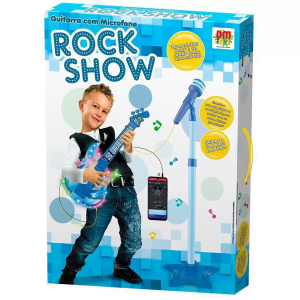 Guitarra De Brinquedo Com Microfone Rock Show